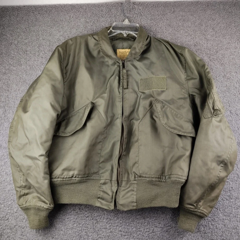 VTG 80s Military CWU-36/P Flyers Jacket Mens Large Green Fire Resistant Flight